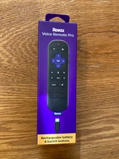 NEW!  Roku VOICE REMOTE PRO Rechargeable & Backlit Buttons 2nd Edition