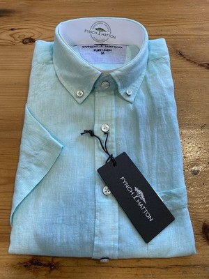 FYNCH HATTON  PREMIUM PURE LINEN S/S SHIRT/MINT - 4XL SRP £95.00