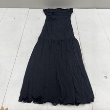 Strapless Maxi Dress Womens Large Black Ruched Bodice Flowy Boho Evening Party