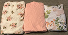 LOT of 3 Pink Floral Fitted Crib or Toddler Bed Sheets-TILLYOU, OKEO