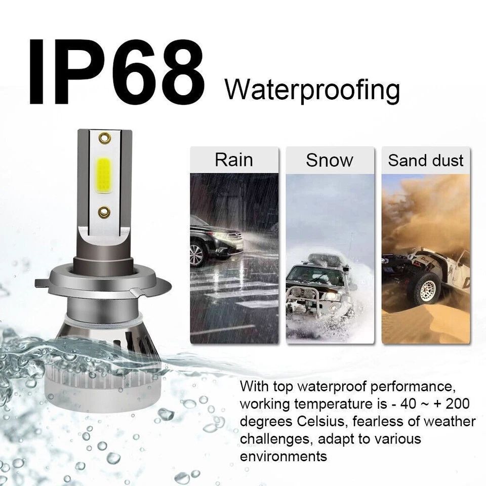 H1/H4/H7/H11 LED Headlight Kit Bulbs 6500K White Canbus Light Bulb Hi/Lo Beam - Image 3 of 4