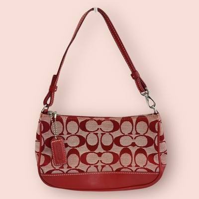 COACH Y2K Vintage Red Canvas Leather Small Demi Designer Shoulder