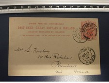 Gran Bretaña Keighley 1897 para Roubaix Cachet Pack en Calais Repique Hatters