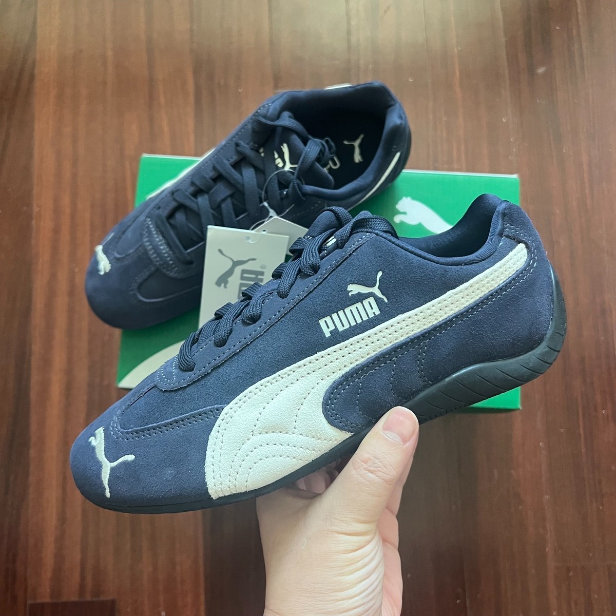 靴 PUMA SPEEDCAT OG NAVY PUMA Speedcat OG Mens Womens Sneakers Navy White 398846_38