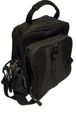 Vtg EastSport Black Canvas Adjustable Crossbody Travel Satchel Bag-Compartments!