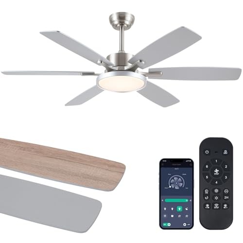 52 inch Modern Ceiling Fans with Lights Remote/APP Control,Modern 52" nickel - Picture 2 of 7