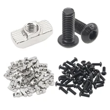 Rrina 98Pcs 4040 Series T Nuts M6x16 Screws T Slot Nut Hammer Head Nuts for 4...