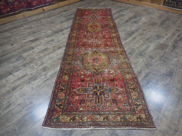 Geometric Turkish Vintage Rug,Farmhouse Vintage Anatolian VillageRug 3.3x11