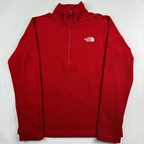 North Face Herren Medium Rot 100% Polyester Fleece 1/4 Zip Pullover Sweater