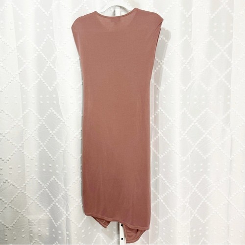 379. Topshop asymmetrisches drapiertes Midikleid in zartem Mauve Rosa - Bild 6 von 8