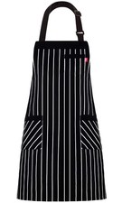Chef Aprons for Women Men - Black/White Pinstripe