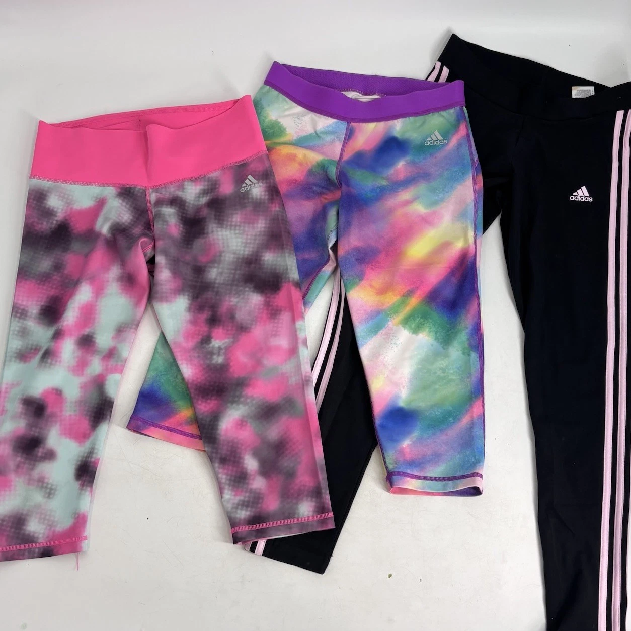 Adidas Womens Leggings Lot 3 Medium Climalite Techfit Tie Dye Athletic