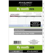 2026 AT-A-GLANCE 5.5" x 8.5" Monthly Planner Refill Pages White/Gray