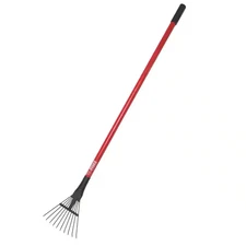 8 In. Shrub Rake with Fiberglass Handle and 10 Spring Steel Tines