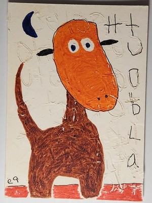 e9Art ACEO child-like dinosaur outsider art brut naive