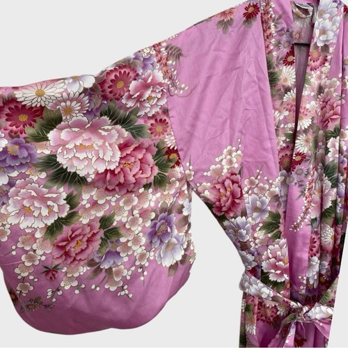 Smithsonian rosa Blumen in Blüte Yukata Kimono mit Gürtel Größe Small - Bild 5 von 8