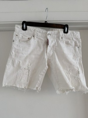DSQUARED2 White Distressed Men's Jean Shorts Waist 46