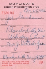 Christmas Prohibition Whiskey Stub Prescription Doctor Pharmacist Bar Wisconsin