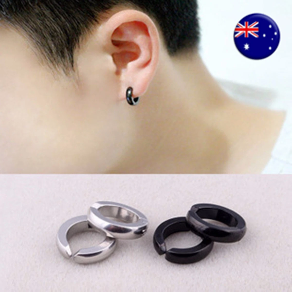 Fake hoop earrings for best sale mens