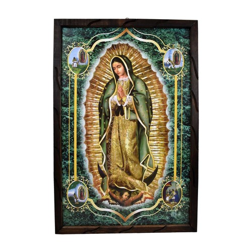 Mrcjsales - Heilige Dame von Guadalupe grün - rustikaler Rahmen, Wohndeko, Hoffnung, Liebe - Bild 2 von 8