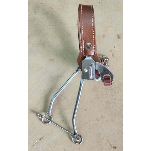 New Flat Leather Nose Mechanical Horse Hackamore Bit - Picture 3 of 5