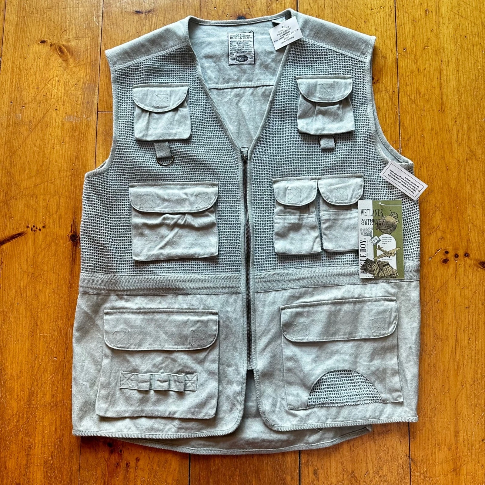 NWT Men's Bugle Boy Utility Vest Cotton Blend Fishing Hunting Safari XL & M