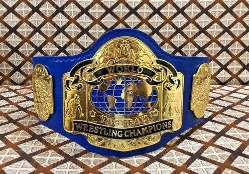 NWA Tag Team Heavyweight Wrestling Championship Replica Tittle Belt BLUE Leather