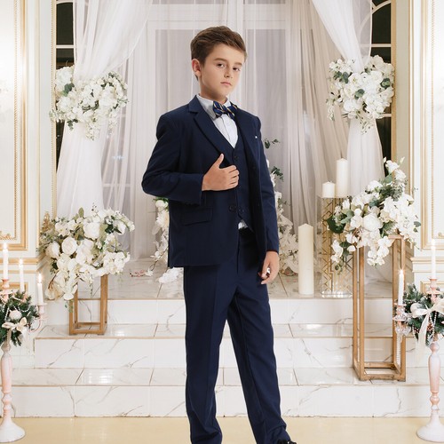 Boys Suits for Wedding Kids Easter Outfit Set School Formal Birthday Party 4PCS - Picture 2 of 8
