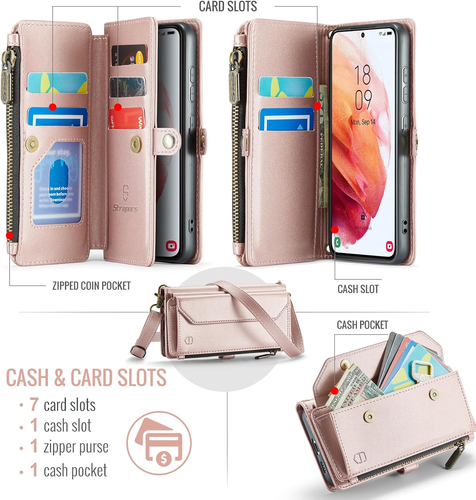 Crossbody Wallet Case Compatible with Samsung Galaxy S21 5G RFID Blocking Card H - Picture 3 of 12