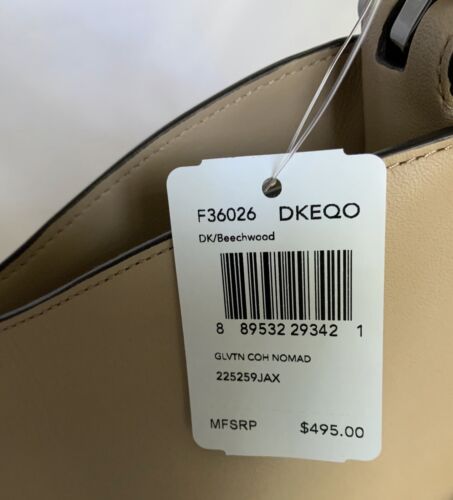 BOLSO DE MANO COACH F36026 NOMAD HOBO GUANTETADO CUERO BOLSO DK/MADERA DE HAYA NUEVO CON ETIQUETAS - Imagen 9 de 9