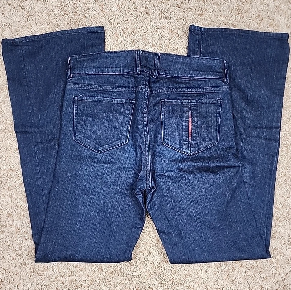 Jean para mujer Radcliffe London sw3 3" espalda alta pierna ancha talla 31 elástico lavado oscuro Foto 2 de 4