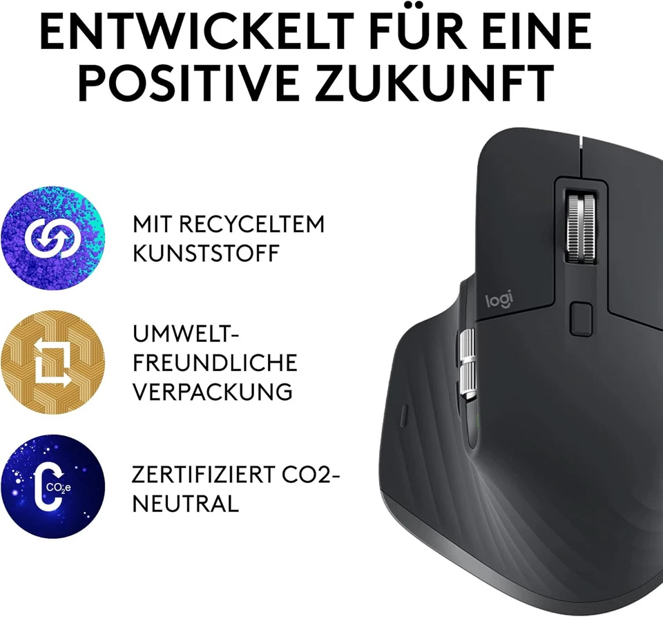 Logitech MX Master 3S kabellose Wireless Mouse 8K DPI Ergonomisch graphite - Bild 4 von 4