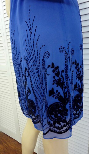 NWT $88 Cabernet Chemise Nightgown SMALL Regal Blue w Black Flocking/Lace - Picture 12 of 12