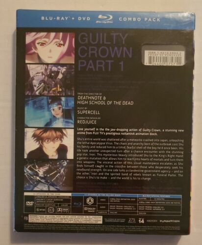 Guilty Crown: Part 1 (Blu-ray Disc + DVD Combo Pack, 2013, 4-Disc Set)New Sealed - Picture 2 of 6