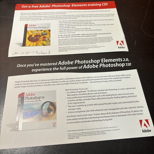 ADOBE PHOTOSHOP ELEMENTS 2.0 Box, Manual, CD Disk W/ Serial Numbers - Picture 10 of 14
