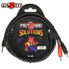 Pig Hog PB-S3R03 3FT 3.5mm to Dual RCA Stereo Breakout Cable