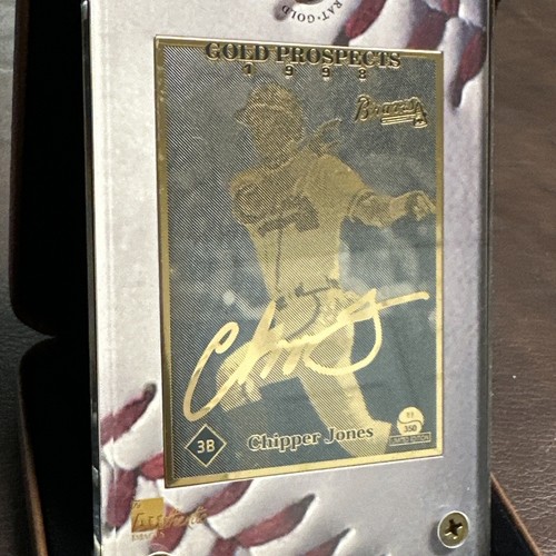 Chipper Jones 1998 24 k Gold Prospects certificado Béisbol de autenticidad 19/350 - Imagen 2 de 7