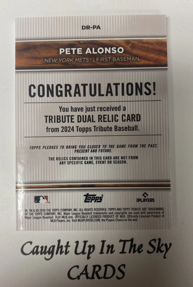 2024 Topps Tribute Pete Alonso  Dual Jersey Relic Blue #068/150 Mets - Image 2 of 2
