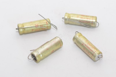 2x Vintage Elko-Kondensator v. ROE Typ EBAZ, 20 µF / 35 V, Audio Capacitor, NOS