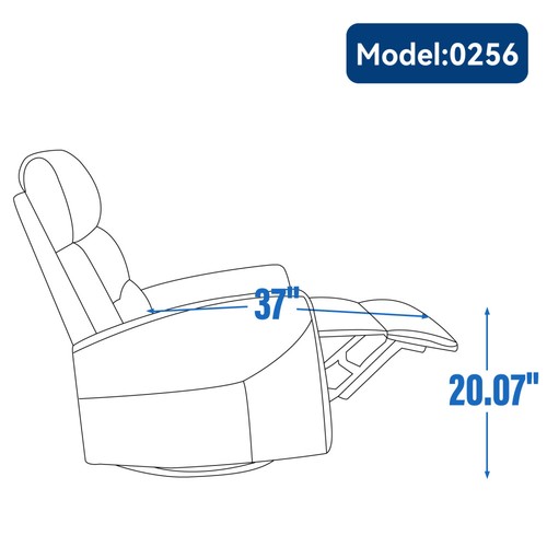 Manual Recliner Chair with Rocker and Swivel in Fabric for Living Room, Yellow - Picture 13 of 15
