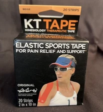 KT Tape Cotton Elastic Kinesiology Athletic Tape 20 Count 10” Precut Strips