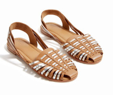 HUSH TRENTON HUARACHE SANDALS IN TAN / METALLIC MULTI SIZE UK 5 / EU 38 *RRP £89