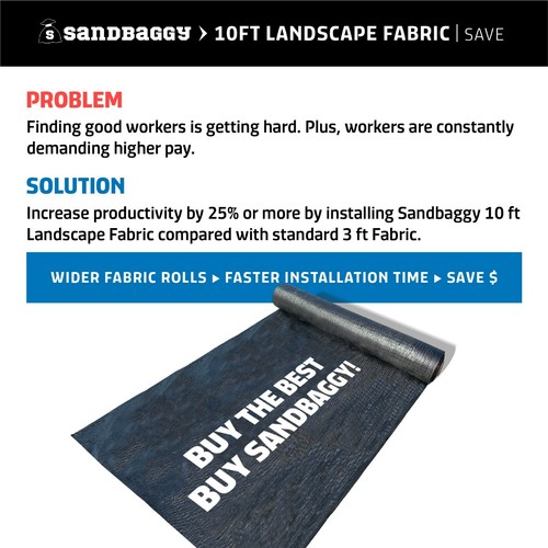 Sandbaggy 10 FT Wide Landscape Fabric | 40 Yr Fabric | Ground Cover Weed Barrier - Picture 7 of 19