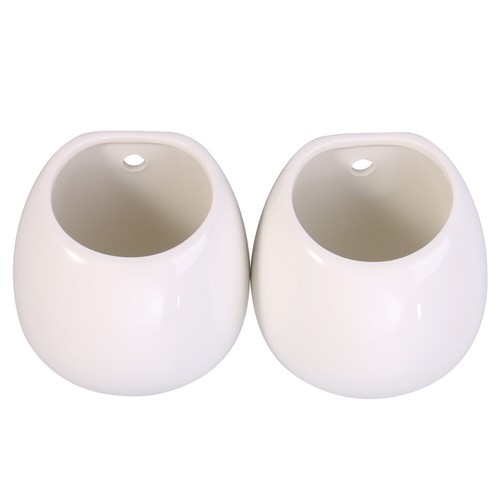 2 Pcs Wall Mounted Ceramic Plant Pot Hanging Container Hydroponic Planter