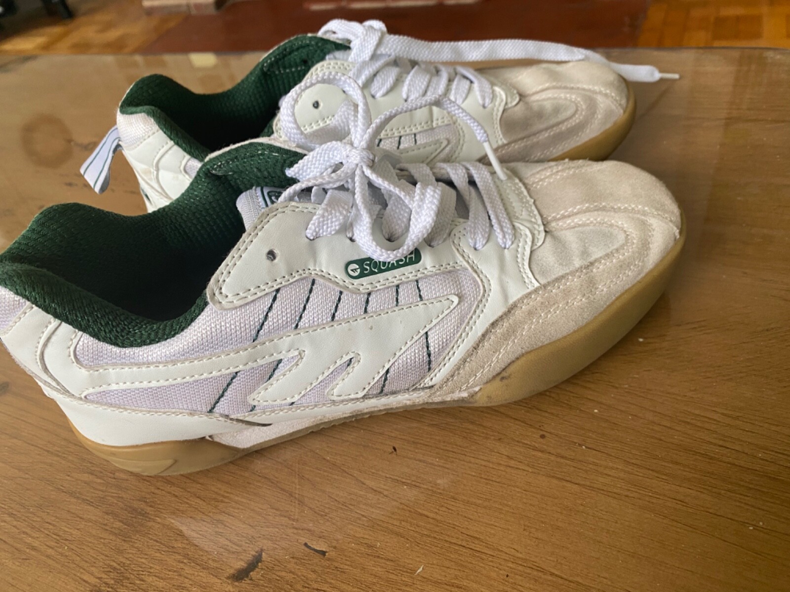 Hi-Tec Squash Shoes UK 6 US 7 EU 39 : Gym Sports Trainers White/Green Unisex