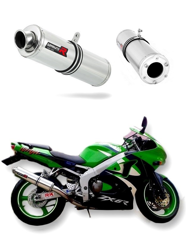 Marmitta Racing Dominator Per Kawasaki ZX6R 1995-1997 - Terminale In Acciaio Inox, Tondo