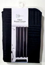 Mainstays Fabric Shower Curtain 72 X 72" Reinforced Buttonhole Top Black