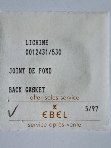 Joint De Fond (case Back Gasket) Pour Montre EBEL Sport Voyager - Réf. 124913/530 - Neuf NOS