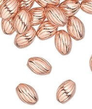 100 Anti-Tarnish Coated Copper 5x3mm Oval Swirl Corrugated Spacer Beads