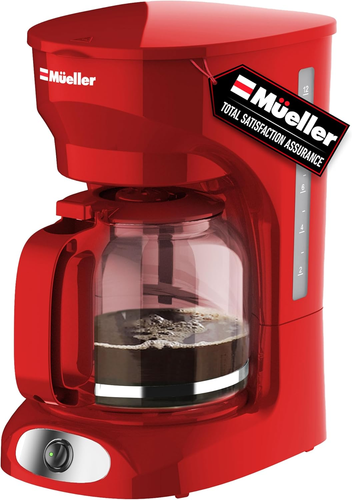 Cafetera roja de 12 tazas - Perfecta para el hogar u oficina, jarra de borosilicato, automática - - Imagen 10 de 12